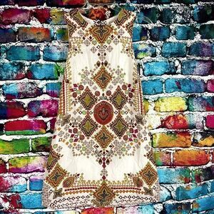 Ecote' Sleeveless Cut Out Back Mini Dress Boho Print Size Small